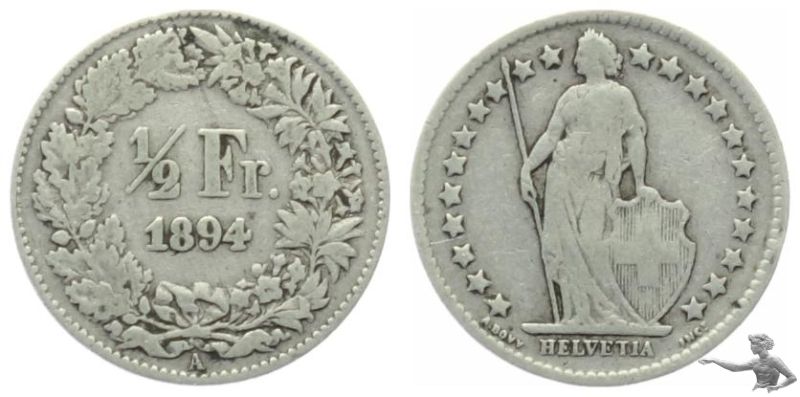 1/2 Franken 1894 A stehende Helvetia